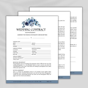 Wedding Photography Contract Template - Client Booking Form Contract - Wedding Contract Template - Wedding Photographer Contract Template
