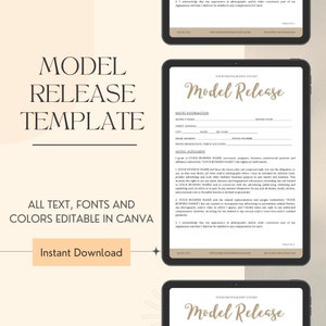Photography Model Release Form, Release Form Template, Photography Contract, Photography Business Forms, Instant Download