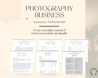Conjunto de modelos de formulários de fotografia, pacote de formulários de negócios de fotografia, modelos de Canva, pacote de contrato de fotografia, modelos de negócios