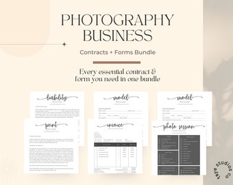 Conjunto de modelos de formulários de fotografia, pacote de formulários de negócios de fotografia, modelos de Canva, pacote de contrato de fotografia, modelos de negócios