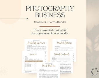 Conjunto de modelos de formulários de fotografia, pacote de formulários de negócios de fotografia, modelos de Canva, pacote de contrato de fotografia, modelos de negócios