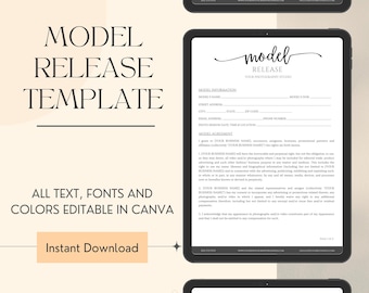 Fotografie Model Freigabeformular, Freigabeformular Vorlage, Fotografie Vertrag, Fotografie Geschäftsformulare, Sofortiger Download