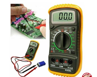 Flexzion Digital Multimeter Voltmeter Ammeter Ohmmeter Multi Tester Handheld Tool with LCD Display and Test Leads for Household Automotive Electrical Components in Yellow Flexzion Digital Multimeter Voltmeter Ammeter Ohmmeter Multi Tester Handheld Tool with LCD Display and Test Leads for Household Automotive Electrical Components in Yellow
