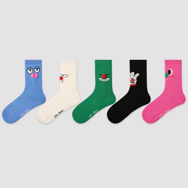 Miss June’s｜1 Pair designer cotton socks| Creative| Colorful | Cool | Patterned | Geometric socks| Holiday socks | Casual | Fun