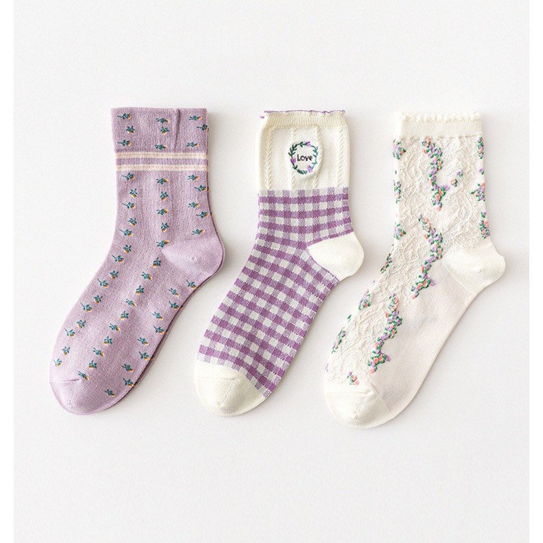 Miss Junes Womens Set 3 Pairs Cotton Socks Cute Colorful Cool Patterned ...