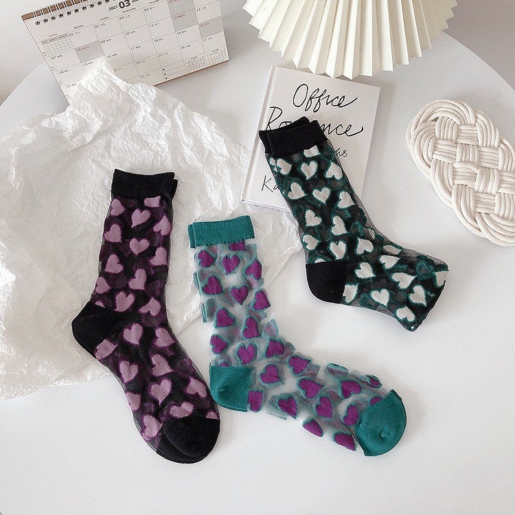 Miss Junes Womens Glass Silk Transparent socks Cute | Etsy