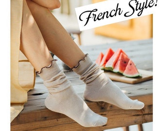 Miss June’s | Women’s | 1 Pair of knit cotton socks｜Creative | Elegant | Cute | Lady | Designed | Gift Idea | Casual | Stylish | Comfortable