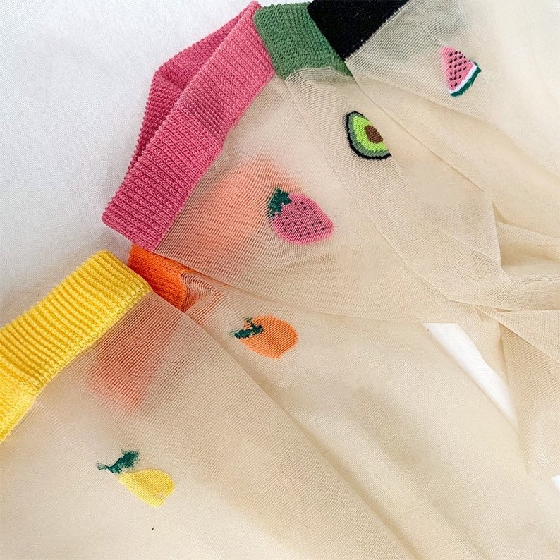 Miss June’s | Women’s fruit glass silk-like transparent socks | Cute | Colorful | Summer | Designed | Gift Idea | Casual | Comfortable 