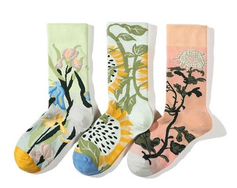 Miss June’s| 1 pair | women’s cotton socks | | Cool | Creative | Cute | Colorful | Patterned| Art socks | Abstract | Gift Idea |Casual|