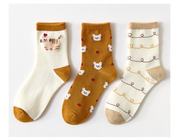 Miss Junes Set of 3 Pairs Cotton Socks Cute Pink | Etsy