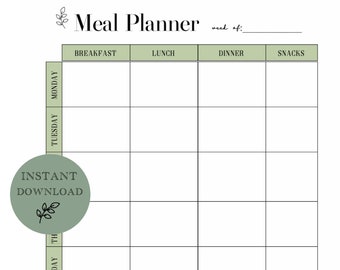 Printable Meal Planner - Mediterranean Style - Instant Download PDF