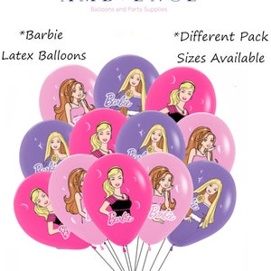 Barbie Balloons | Helium or Air Fill Latex Balloons | Perfect Decorations for any Barbie Birthday Party! | Plus other Barbie Party Supplies