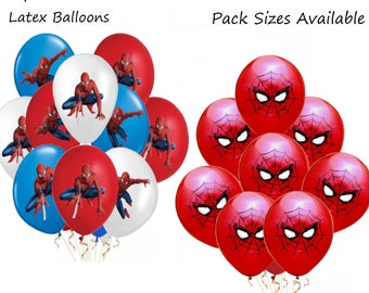 Spiderman 12" Printed Latex Birthday Party Balloon Packs | 3 Different Styles | Available in 6, 12, 18 and 30 packs | Helium or Air Fill