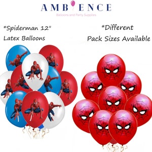 Spiderman 12" Printed Latex Birthday Party Balloon Packs | 3 Different Styles | Available in 6, 12, 18 and 30 packs | Helium or Air Fill