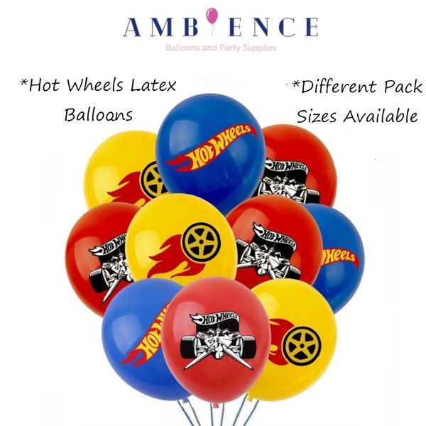 Hot Wheels Balloons | Helium or Air Fill Latex Balloons | Perfect Decorations for any Hot Wheels Birthday Party! | Range of Pack Sizes!