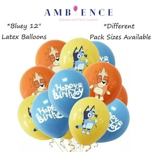 Bluey Balloons | Helium or Air Fill Latex Balloons | Perfect Decorations for any Bluey Birthday Party! | Range of other Bluey Party Supplies