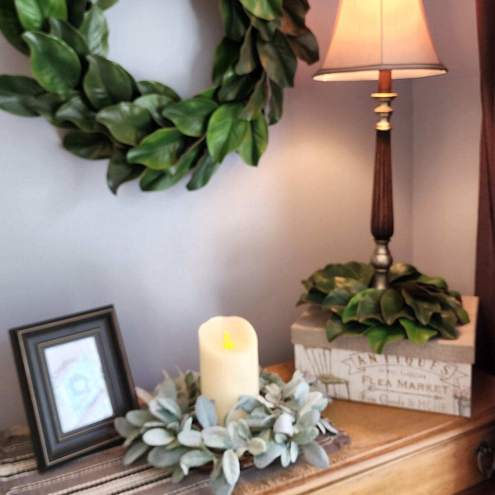 Lambs Ear Wreath Candle Ring Candle Ring for Pillar Candles Etsy