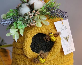Yarn Beehive Decoration Bumblebee Decor Baby Shower Centerpiece Bee Skep