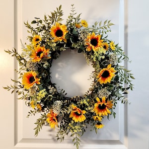 Sunflower Wreath For Front Door Sunflower Decor Door Hanger Sunflower Everyday Wreath Farmhouse Sunflower Summer Wreath Housewarming Gift