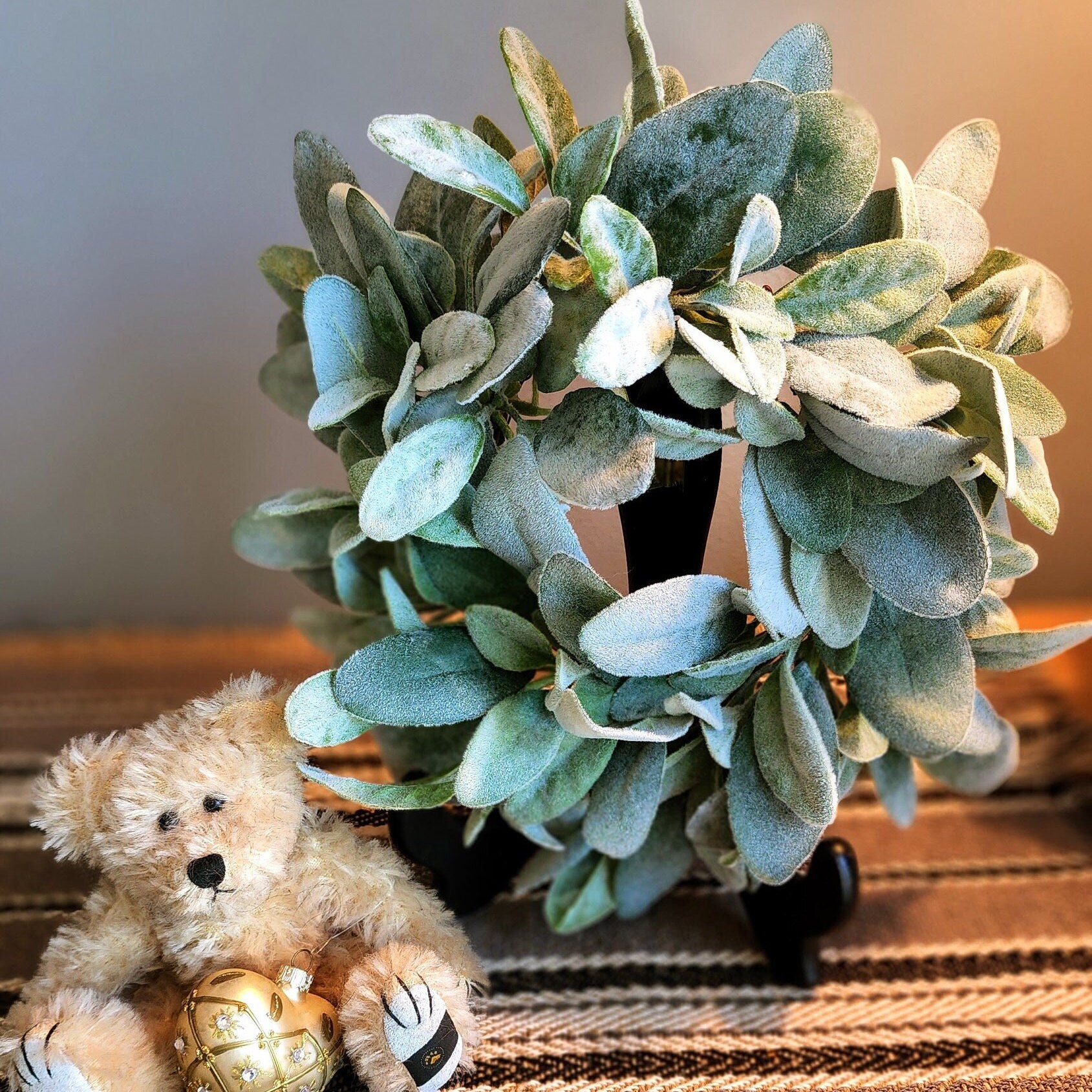 Lambs Ear Wreath Candle Ring Candle Ring for Pillar Candles Etsy