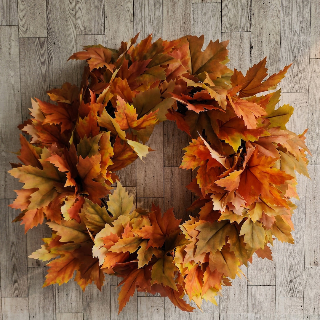 Fall Foliage Wreath for Front Door Neutral Fall Wreath Maple Leaf ...