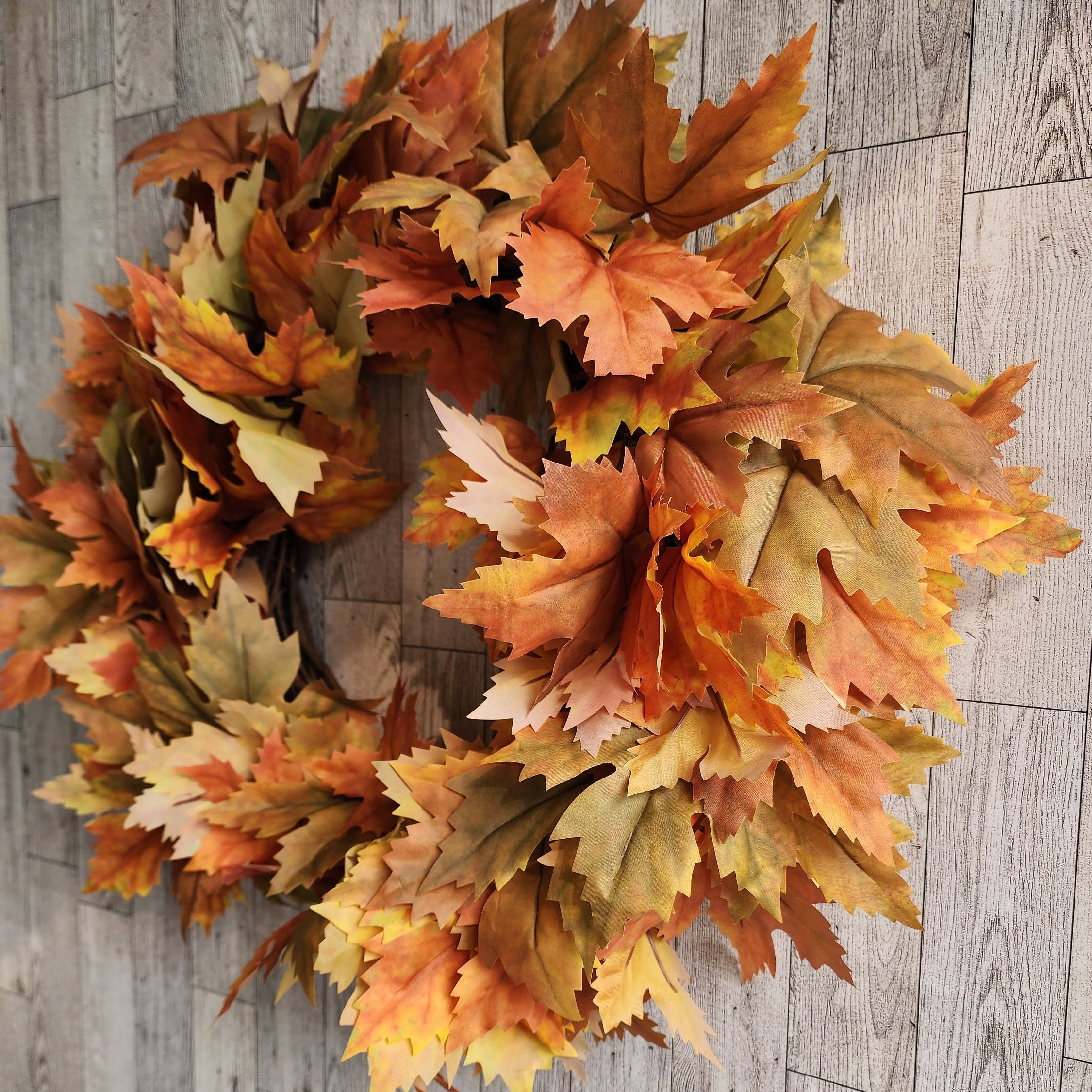 Fall Foliage Wreath for Front Door Neutral Fall Wreath Maple Leaf ...