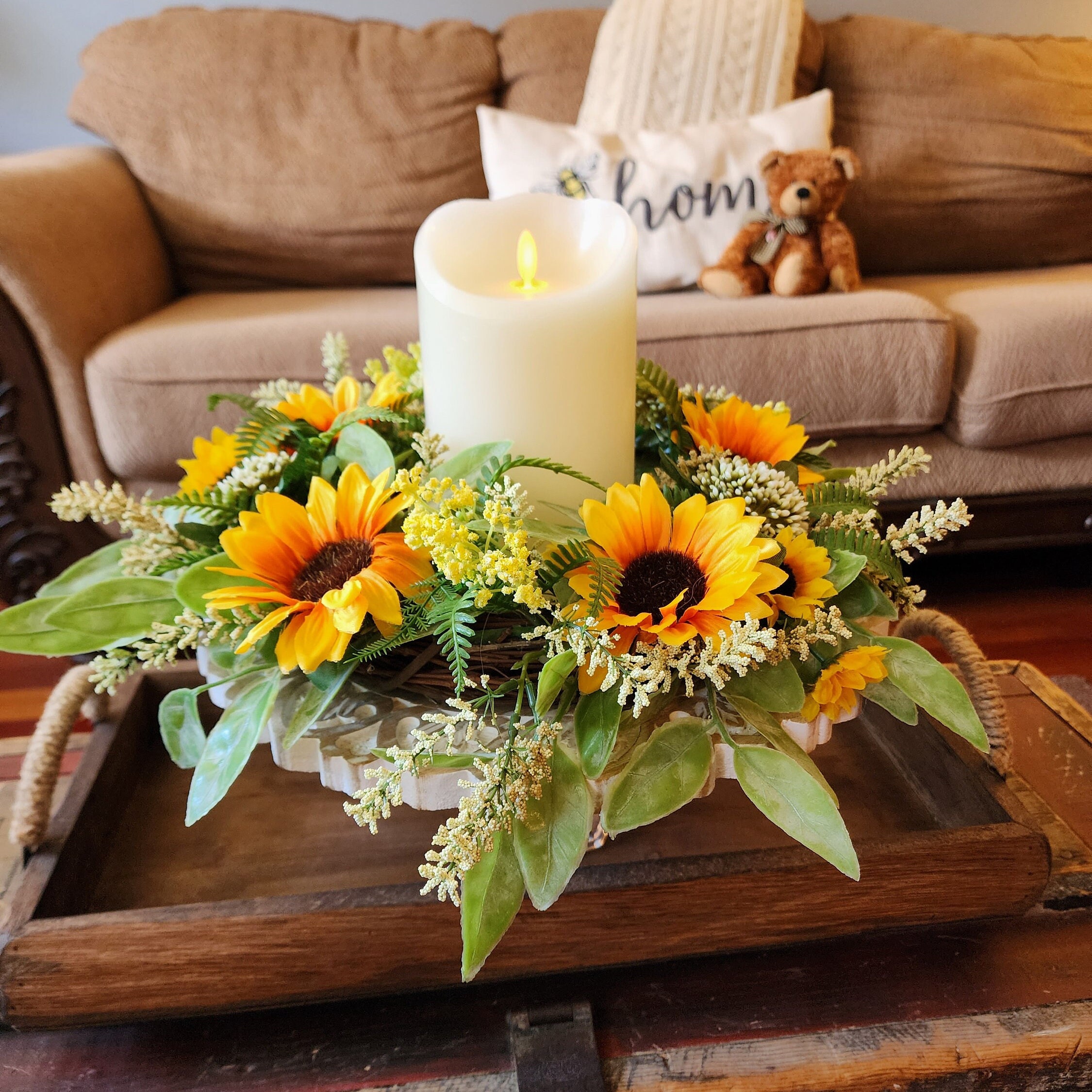 Sunflower Candle Pack Small Candle Rings Wreaths,3 Inch Center