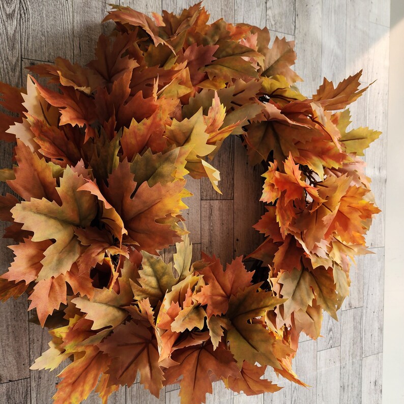 Fall Foliage Wreath for Front Door Neutral Fall Wreath Maple Leaf ...