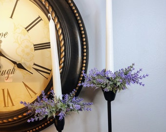 Lavender Mini Wreath For Taper Candle Ring Wreath Lavender Candle Ring Farmhouse Decor Taper Candle Wreath Wedding  Wreath Housewarming Gift