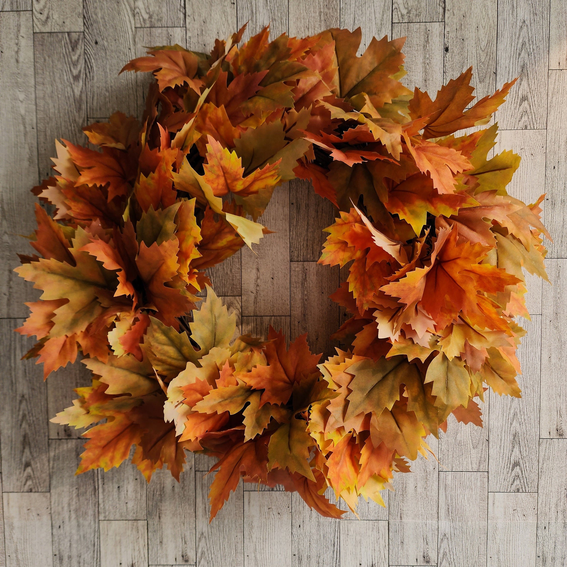 Fall Foliage Wreath for Front Door Neutral Fall Wreath Maple Leaf ...