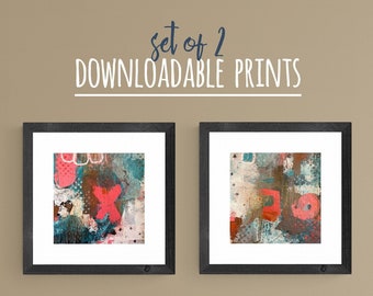 Abstract Art Prints Set of 2 | Modern Wall Decor (Digital Download)