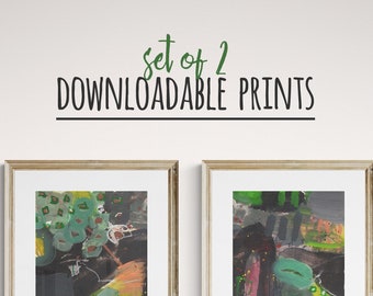 Abstract Art Prints Set of 2 | Modern Wall Decor (Digital Download)