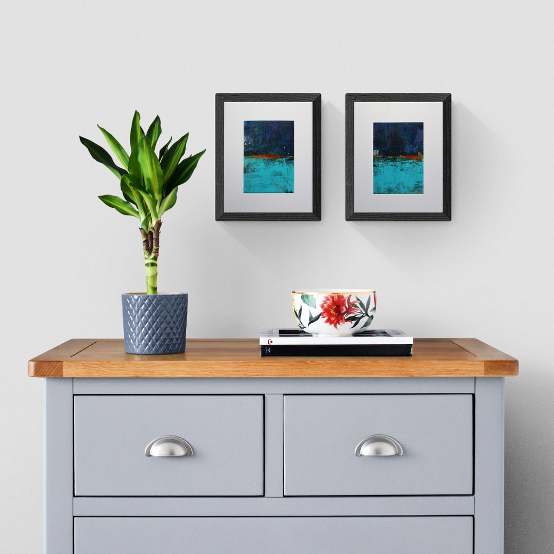 Modern Minimalist Abstract Art Paintings Original Set of 2 Etsy