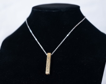 Personalized Aurebesh Brass Pendant Necklace – Star Wars Hand Stamped