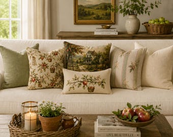 Orchard House Collection | Apple Orchard Throw Pillow | Vintage Farmhouse Decor | Cottage Pillow | Fall Decorative Pillow | Mix & Match