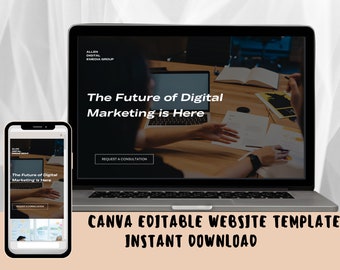 Plantilla de sitio web de marketing / Sitio web de Canva / Sitio web editable / Descarga instantánea / Diseño de sitio web / Inspiración de diseño