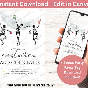 Costumes and Cocktails Halloween Party Invitation | Digital Download | Editable In Canva Printable Download | Halloween Party Invite