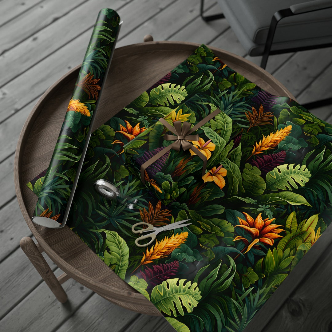 Tropical Jungle Wrapping Paper Rolls Christmas / Birthday Etsy