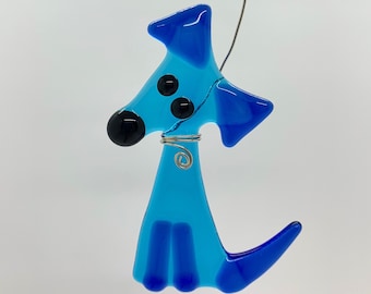 Haywire Art Glass - Puppy Dog - Fused Glass Suncatcher or Ornament- Pet groomer or veterinarian gift