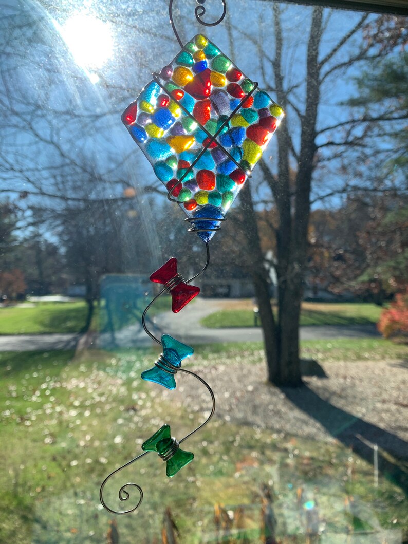 Haywire Art Glass Rainbow Kite Fused Glass kite Suncatcher Etsy