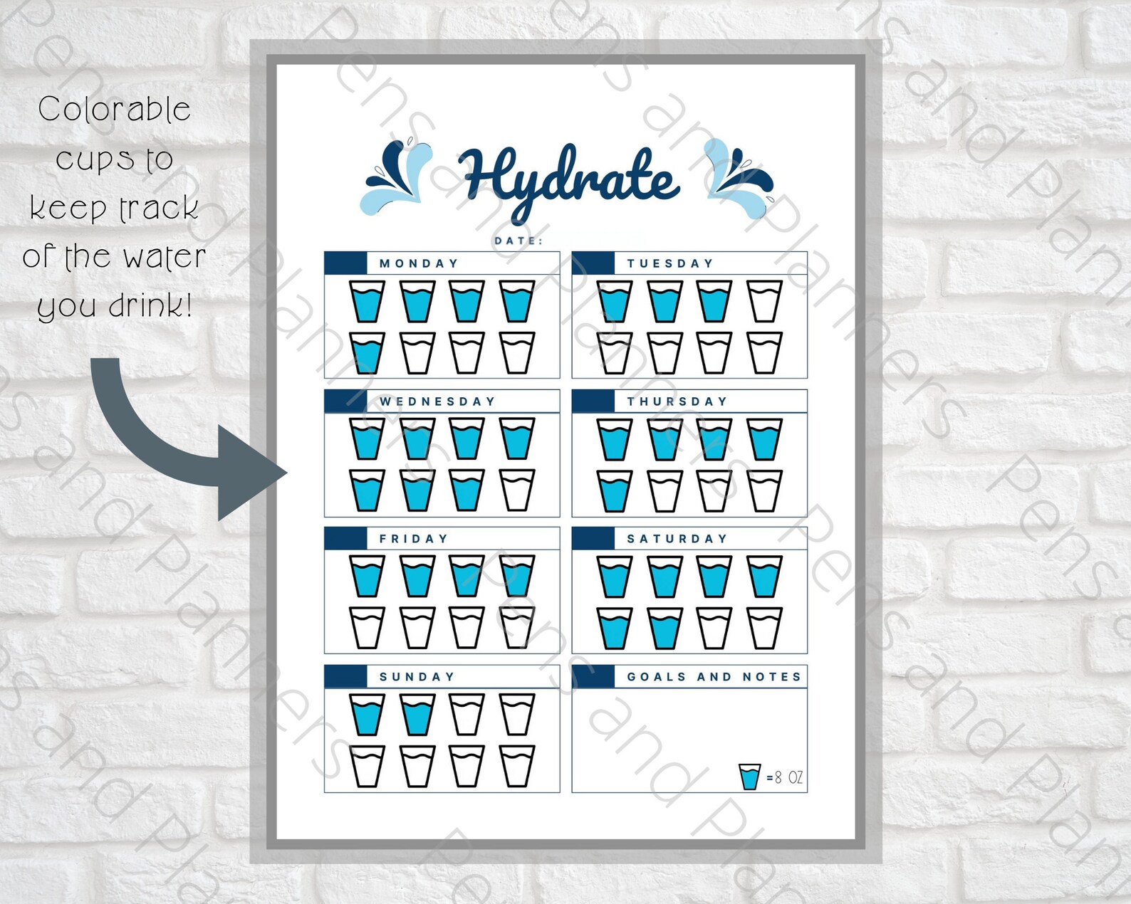 Hydrate Weekly Water Tracker Printable Undated Letter A4 | Etsy