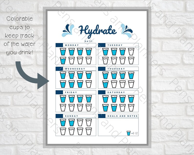 Hydrate Weekly Water Tracker Printable Undated Letter A4 - Etsy