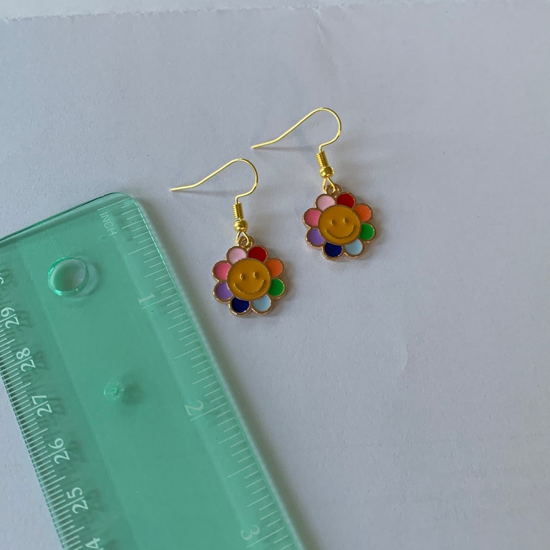 Takashi Murakami rainbow flower earring fish hook