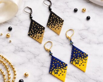 Two color  beaded earrings