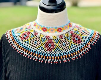 Ukrainian Sylianka Beaded Collar – Traditional Seed Bead Folk Statement Necklace