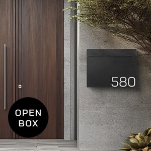 Personalized Custom Mailbox Modern Wall Mounted Mailbox - Large Black Mailbox - OPEN BOX