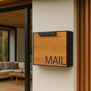 Allen Mailbox, Modern Wall-Mount Letterbox, Personalized Wood Grain, Weather-Proof, Sleek Exterior Decor