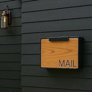 Allen Mailbox, Custom Wall Mount Mailbox, Modern Personalised, Large, Decorative Wood, Contemporary Mid Century Mail Box, Farmhouse