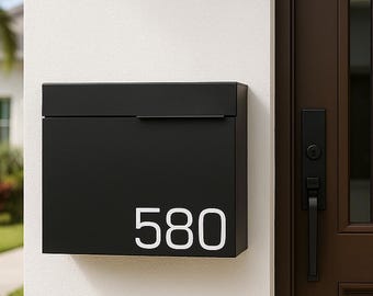 Herman Mailbox Modern Wall Mounted Mailbox - Large Black Powder Coated Mounted Mailbox