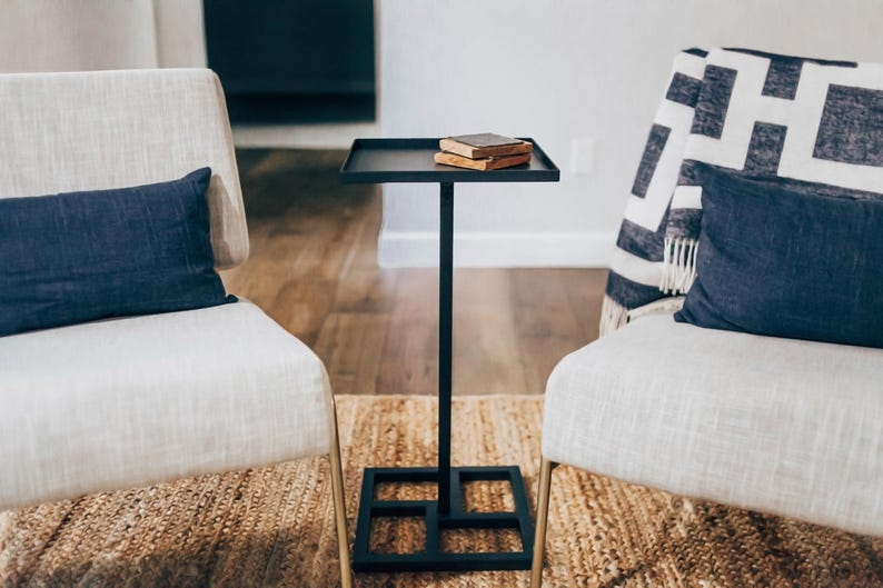 Cshaped Table, Side Table, End Table, Sofa Table, Coffee Table Living